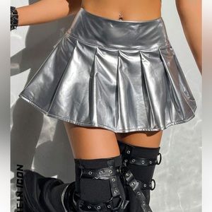 Silver mini skirt
